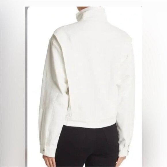 Blank NYC Women’s Medium White Cropped Jacket Full Zip Snaps Pockets Y2K Summer - Picture 4 of 16
